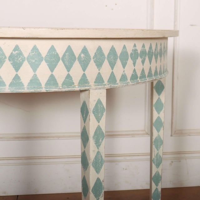 Swedish Painted Demi-Lune Console Table For Sale - Image 5 of 7