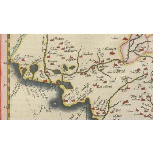 Blaeu Map of Valencia Valentia Regnum, 1642 For Sale - Image 13 of 15