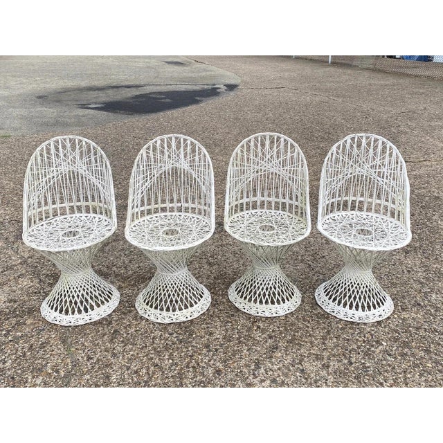 White Vintage Russell Woodard Mid Century Modern Spun Fiberglass Patio Dining Set 5 Pc For Sale - Image 8 of 12