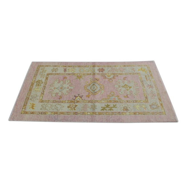 Early 21st Century Pink Turkish Oushak Rug 2'9" X 5'1" For Sale In Houston - Image 6 of 7