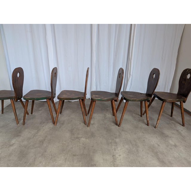 Vintage Brutalist Wooden Dining Chairs, 1970s, Set of 6 For Sale - Image 9 of 18