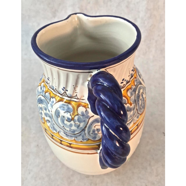 Vintage Blue and Yellow Painted Pottery Talavera Pitcher Chairish