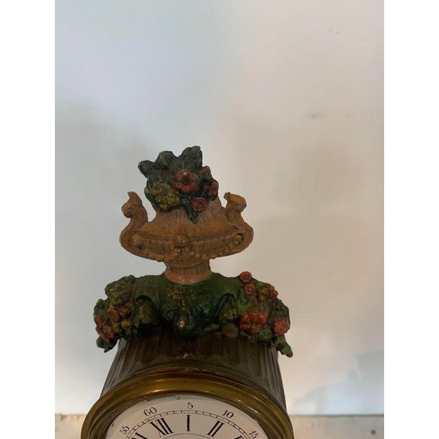 Small Polychrome Spelter Clock with Goat Decoration For Sale - Image 5 of 9