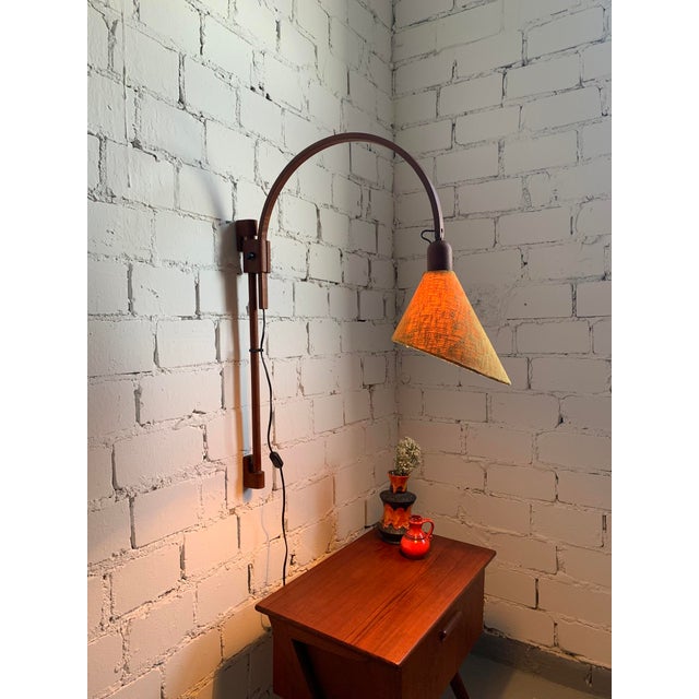 Brown Mid-Century Modern Adjustable Teak Wall Lamp, Germany, 1970s For Sale - Image 8 of 16