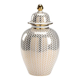 Chelsea House Herringbone Coverd Urn in Gold For Sale