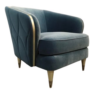 Caracole Modern Turquoise Velvet Hour Time Club Chair For Sale