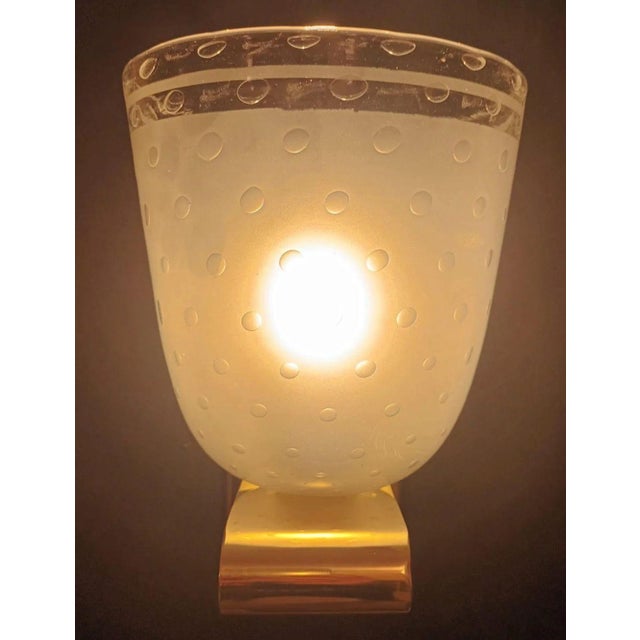 Metal 1950s Italian Mid-Century Murano Glass & Brass Sconces. Barovier E Toso - Set of Six For Sale - Image 7 of 8