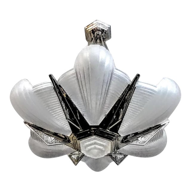 French Art Deco Pendant Chandelier by Petitot For Sale