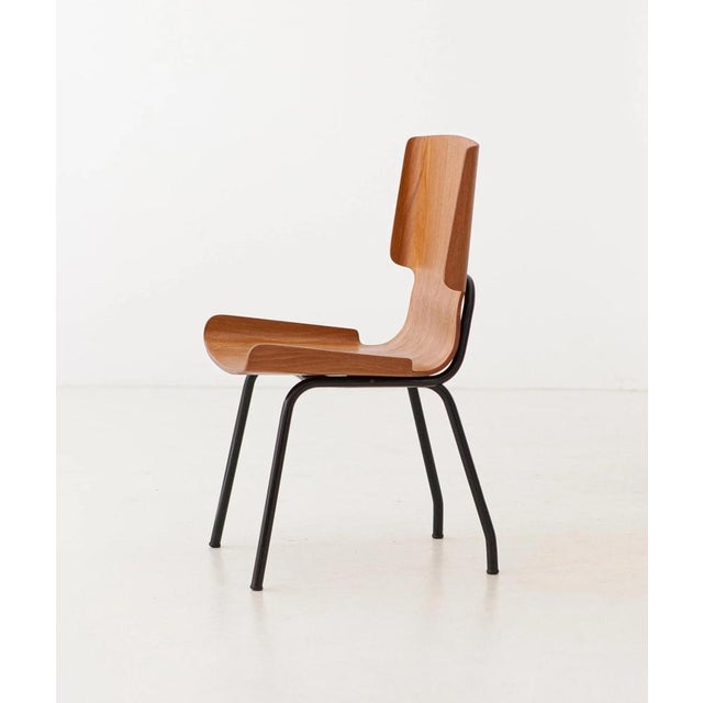 Wood Italian Chair in Teak and Iron from Societa Compensati Curvi, 1950s For Sale - Image 7 of 7