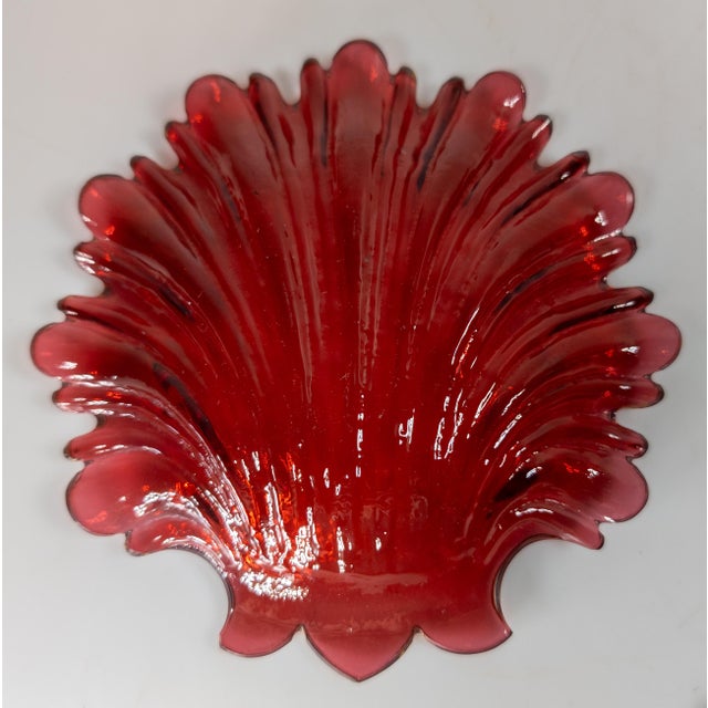 19th Century Group of Four Ruby Cranberry Red Shell Form Nut Dishes For Sale - Image 12 of 14
