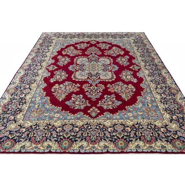 Hand-Knotted Oriental Rug in Red For Sale - Image 4 of 13
