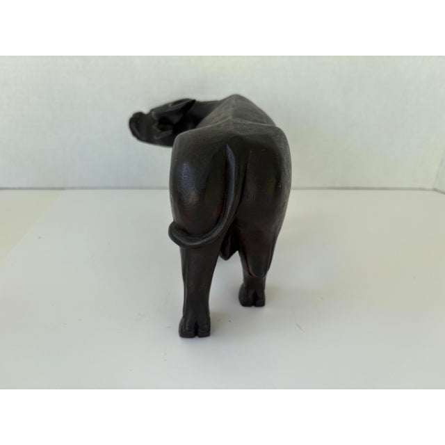 Vintage Hand-Carved Water Buffalo With Wooden Wagon Cart – Folk Art Sculpture For Sale In Orlando - Image 6 of 11