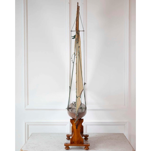 Nautical Gaff Rigged Cutter Wooden Pond Yacht Circa 1920 For Sale - Image 3 of 9