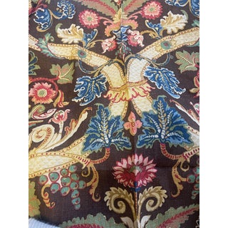 FSchumacher Linen Print Fabric Remnant in Brown For Sale