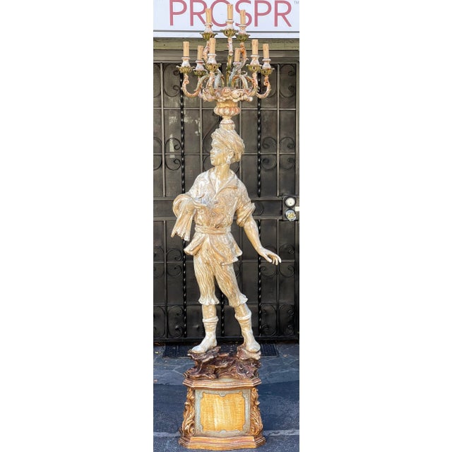 Antique Italian Figural Standing Candelabra Floor Lamp For Sale - Image 10 of 11