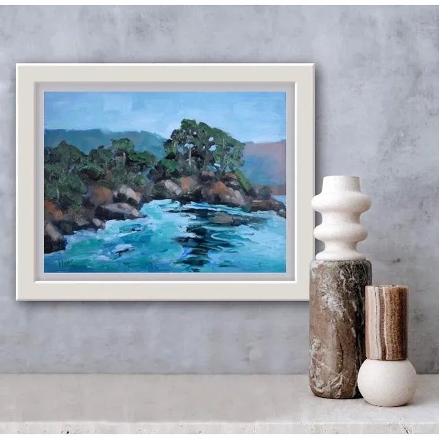 Quiet Places & Coastal — Mendocino Coast Original oil painting by L. Haas, 9 x 12 in unframed prepared masonite panel,...