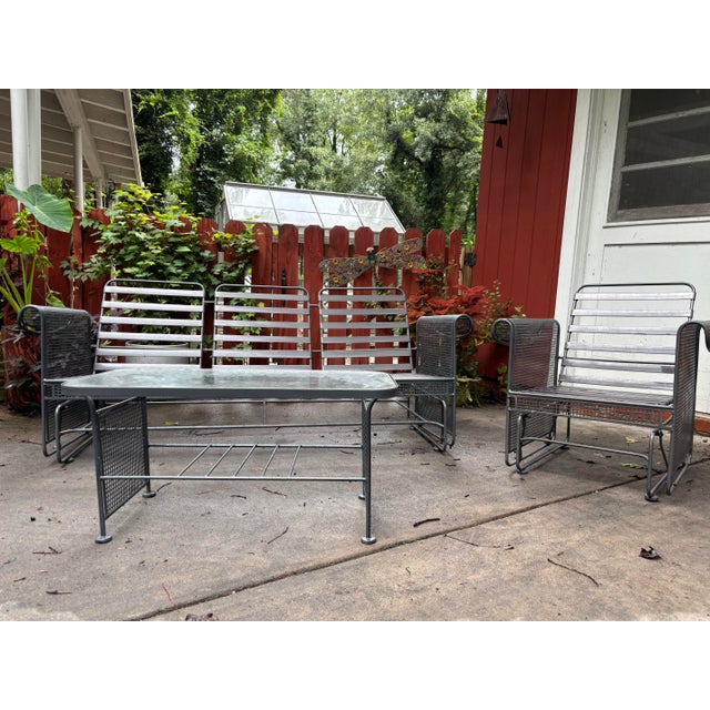 Woodard MCM Glider Sofa and Chair Patio Set, 3 Pieces For Sale In Atlanta - Image 6 of 12