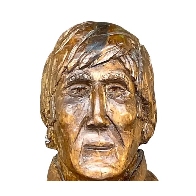 Late 20th Century Vintage Boho Hand Carved Sculpture of Man For Sale - Image 5 of 12
