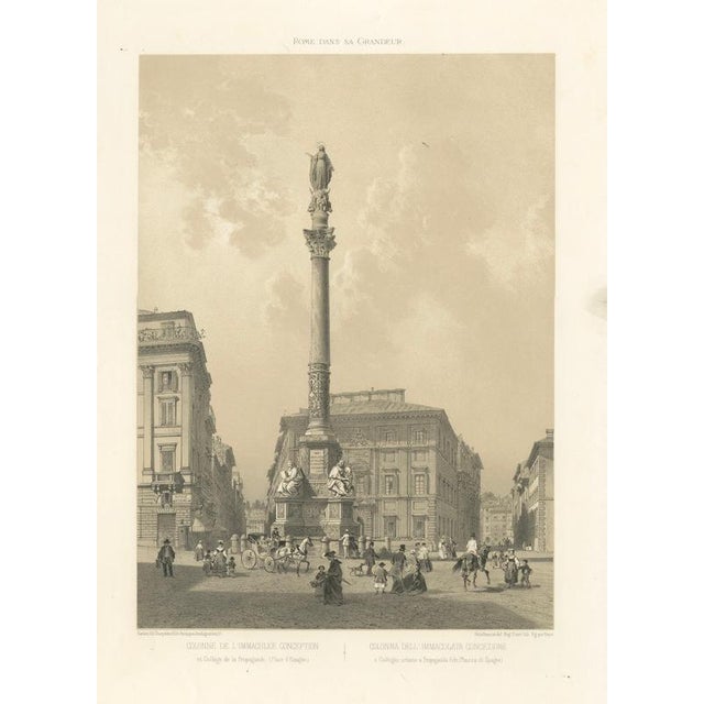 Column of the Immaculate Conception, Rome – Piazza di Spagna, 1869 This finely executed lithograph depicts the Column of...