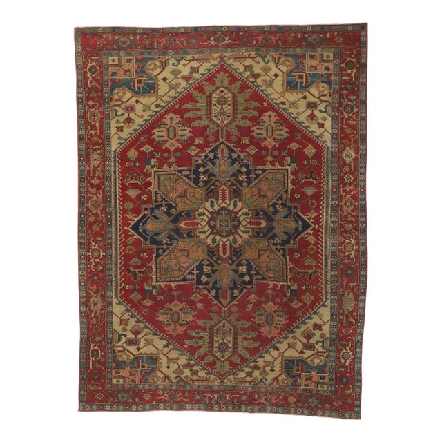 Antique Persian Serapi Rug, 09'05 X 12'04 For Sale