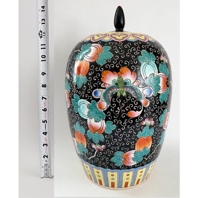 Asian Style Ginger Jar Large Butterflies For Sale - Image 4 of 9