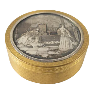 Machined Brass Table Snuff Box With Silverplate Engraving