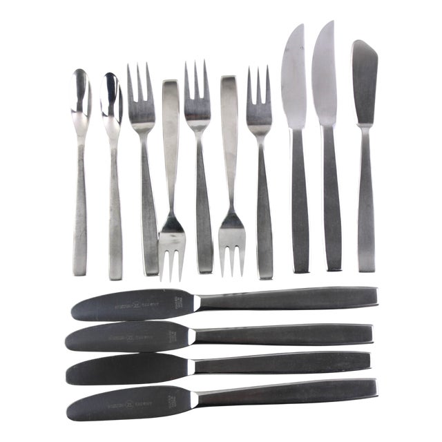 AMBOSS Model 2050 Cutlery by Helmut Alder for Amboss, 1954, Set of 14 For Sale