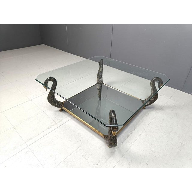 Metal Brass Swan Coffee Table, 1970s For Sale - Image 7 of 11