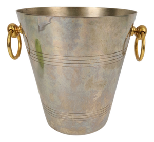 Art Deco Classic French Silver-Plated Wine Cooler with Gold-Plated Handles, 1950s