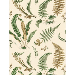 The House of Scalamandré Elsie De Wolfe Wallcovering, Greens on Off-white For Sale