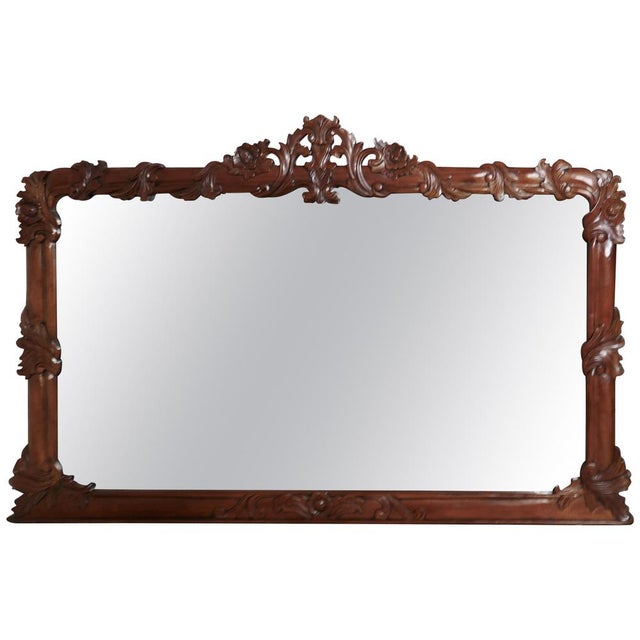 Wood Large Carved Overmantle Mirror, 1980s For Sale - Image 7 of 7