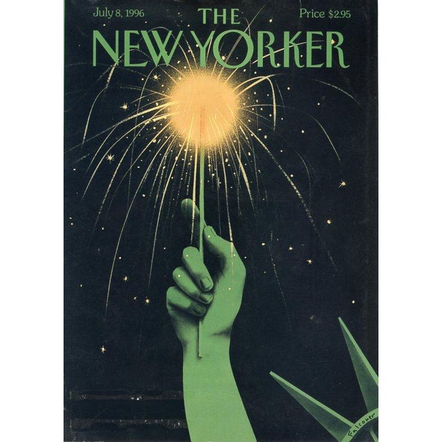 Original vintage New Yorker magazine cover dated July 8, 1996 featuring a July 4th theme. Based on an illustration by Ian...