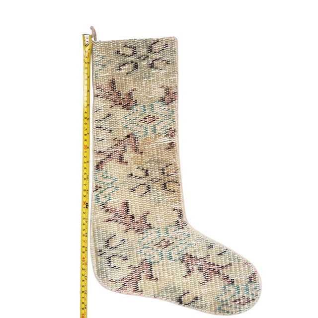 Textile Vintage Wool Kilim Christmas Stocking, Sage & Dusty Rose Tones, 12.2 X 17.7 in – Handwoven One of a Kind Turkish Decor For Sale - Image 7 of 7