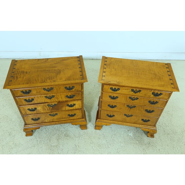 Pair David Lefort Tiger Maple 4 Drawer Nightstand Chests Chairish
