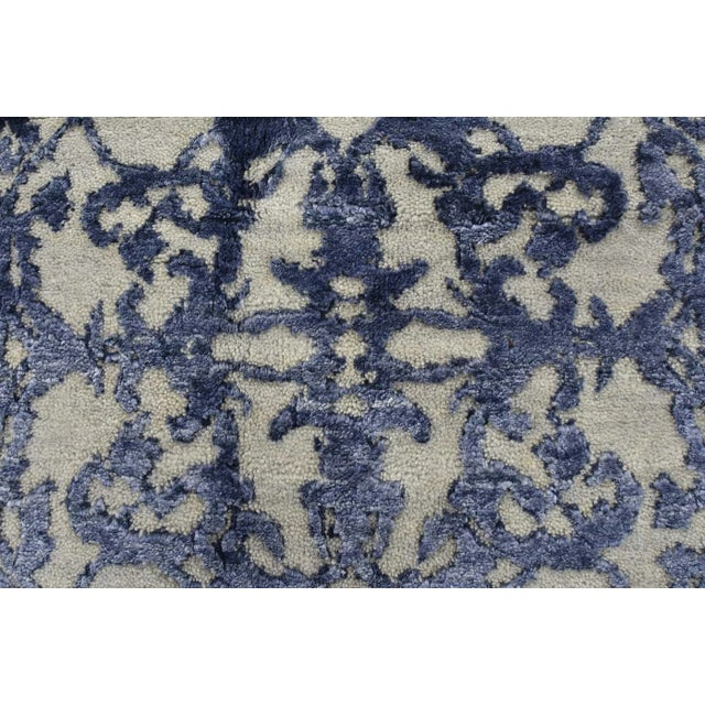 Modern Rug 8’1” X 10’5” Gray Blue Wool/ Viscose Hand-Knotted Oriental Carpet For Sale - Image 10 of 15