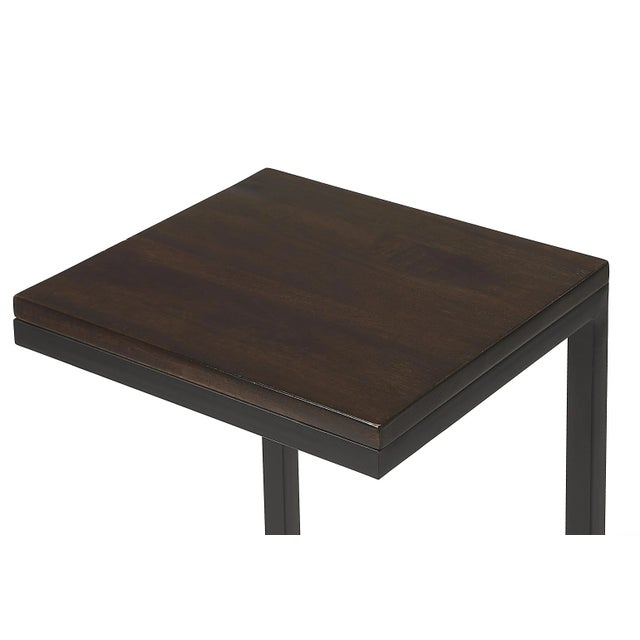 Transitional Kilmer Wood & Metal Finish Accent Table, Dark Brown For Sale - Image 3 of 5