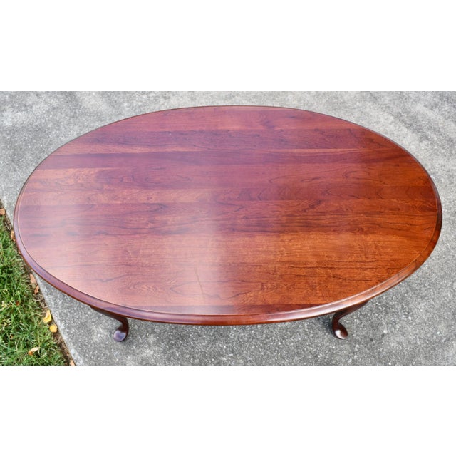 Pennsylvania House Solid Cherry Coffee Table Queen Anne Oval Vintage Cocktail For Sale - Image 12 of 15