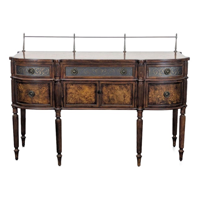Sideboard With Decorative Veneers and Metal Embellishments For Sale