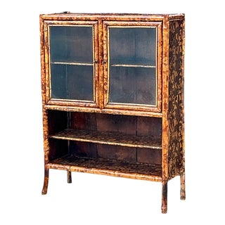 19th-C. English Aesthetic Movement Burnt Bamboo Bookcase or Cabinet For Sale