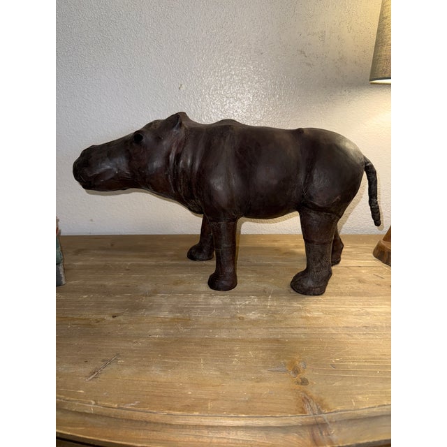 Wood and Leather Hippopotamus Sculpture For Sale - Image 6 of 9