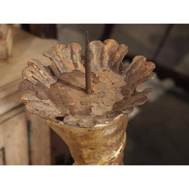 Brown Pair of Italian 18th Century Painted and Gilt Putti With Cornucopia Torcheres For Sale - Image 8 of 13