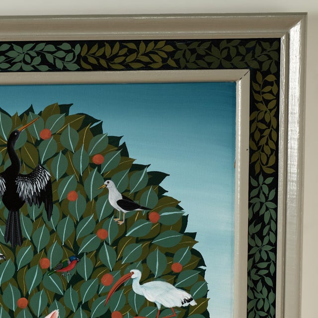 Textile Vintage Modernist Painting of a Tree With Birds and Fruit by Ruth Schindler For Sale - Image 7 of 11