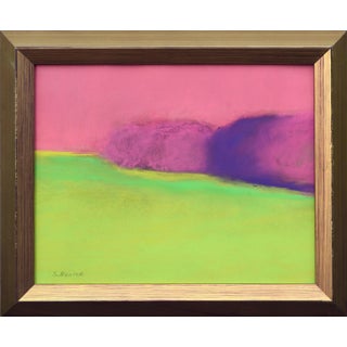 2004 "Pink Sky #1" Contemporary Minimalist Landscape Pastel Drawing by Sharon Bearce, Framed For Sale