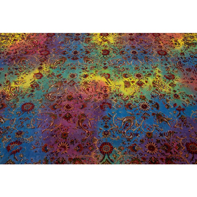 Multicolor Antique Overdyed Wool Rug With Allover Pattern For Sale - Image 4 of 10