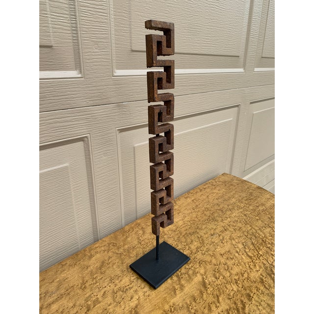 Early 20th-Century Iron Greek Key Architectural Fragment on Custom Mount For Sale - Image 4 of 9