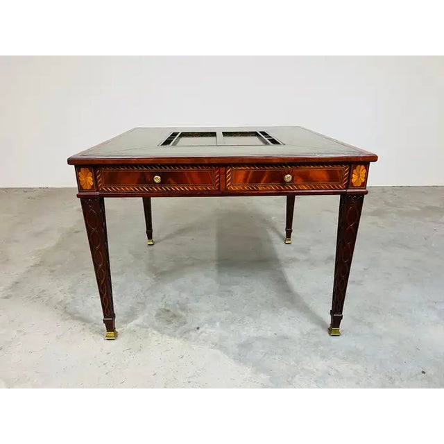 Brown Maitland Smith Flip-Top Game Table, Burlwood & Mahogany, Circa 2000 For Sale - Image 8 of 10