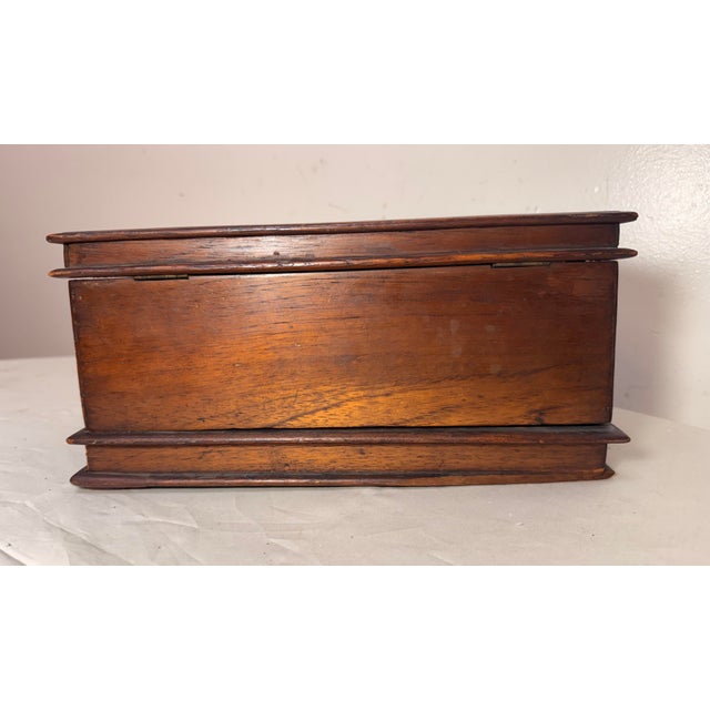 Wood Antique 19th Century Handmade Inlaid Marquetry Wood Book Shelf Jewelry Box For Sale - Image 7 of 12