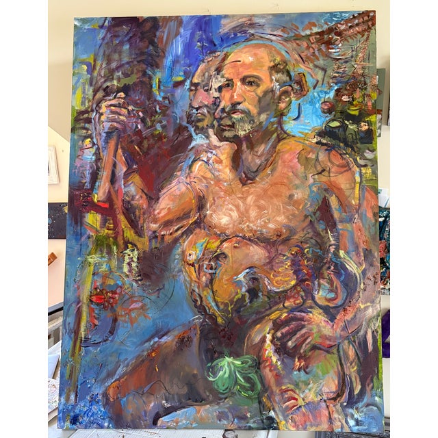 Emperor's New Clothes, Original Oil Painting, Life Size, 36"x48", Canvas Fig leave nude figure. Want to be King. Caesar....