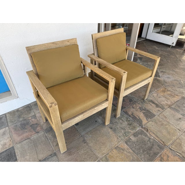 Williams-Sonoma Home Outdoor Teak Wood Arm Chairs, Set of Four For Sale In San Francisco - Image 6 of 12