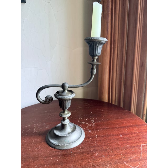 Early 20th Century Asymtetrical Pewter Candlestick Holder For Sale - Image 11 of 13